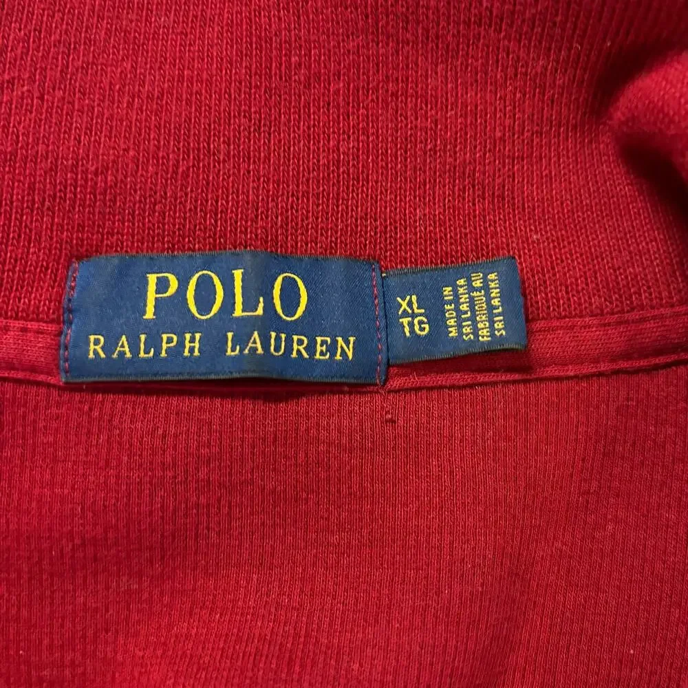 Polo Ralph Lauren‎ Sweater Men's XL Tall Burgundy Pull Over Quarter Zip Jacket